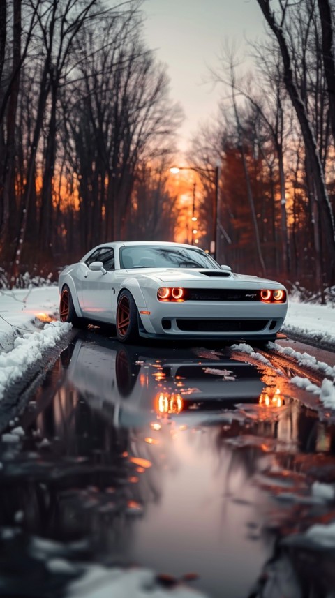 White Dodge Challenger Car Aesthetics (325)