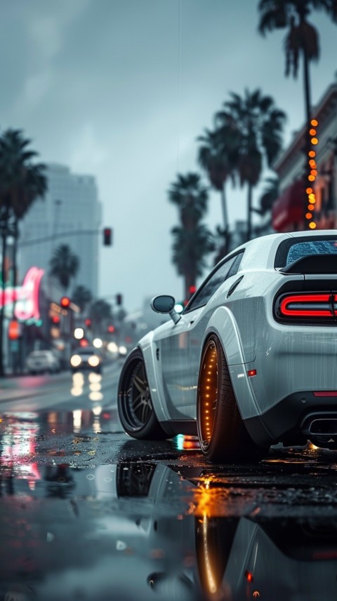 White Dodge Challenger Car Aesthetics (318)