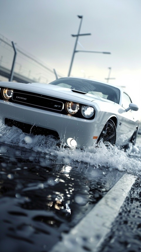 White Dodge Challenger Car Aesthetics (329)