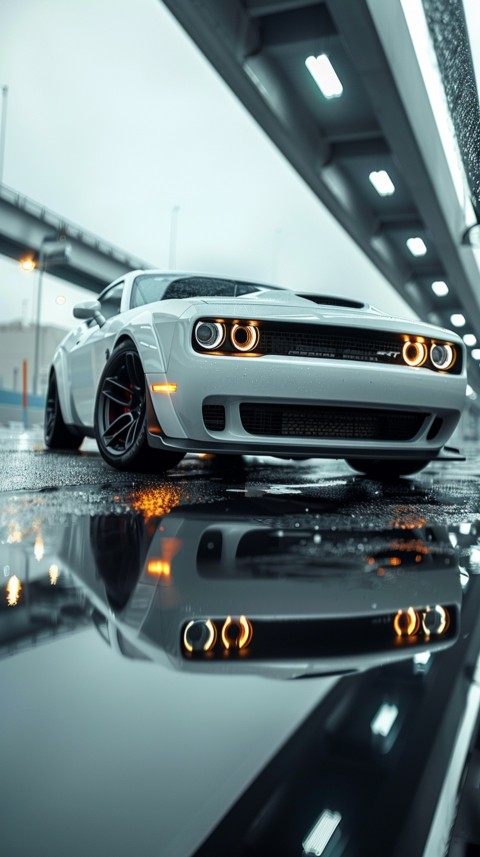 White Dodge Challenger Car Aesthetics (346)