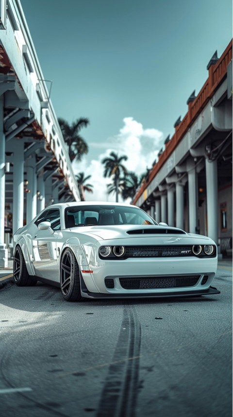 White Dodge Challenger Car Aesthetics (333)