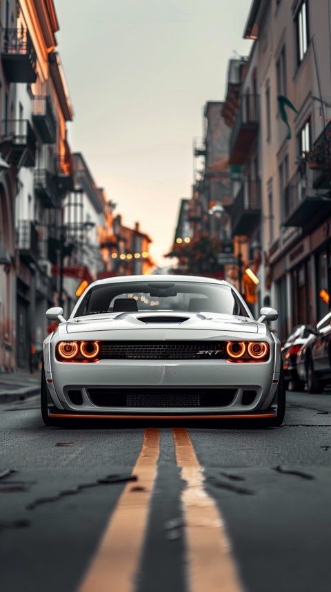 White Dodge Challenger Car Aesthetics (380)