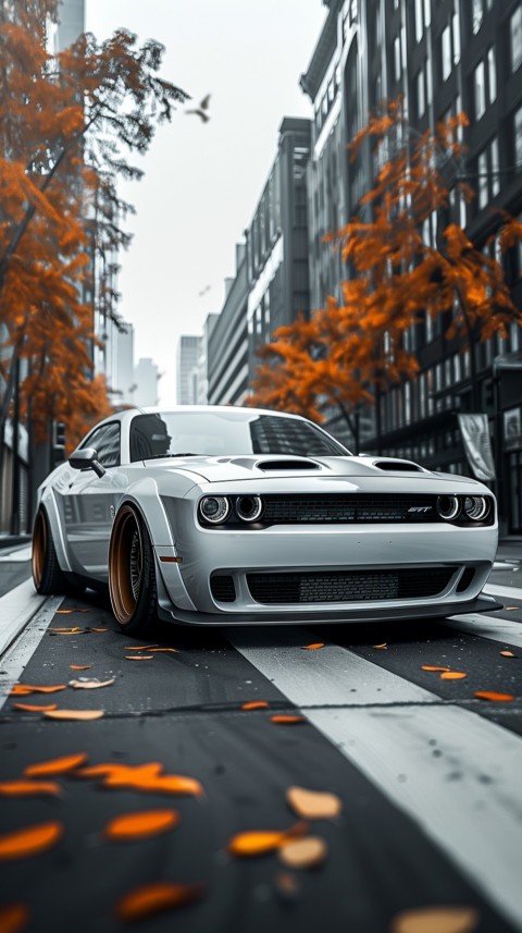 White Dodge Challenger Car Aesthetics (393)