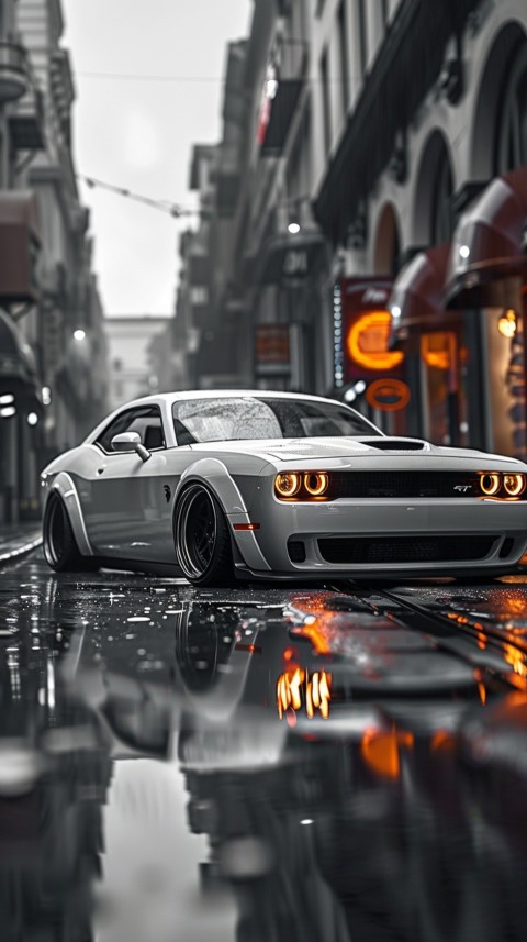 White Dodge Challenger Car Aesthetics (398)