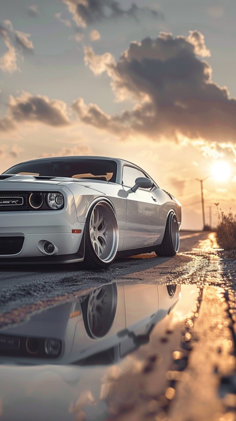 White Dodge Challenger Car Aesthetics (384)