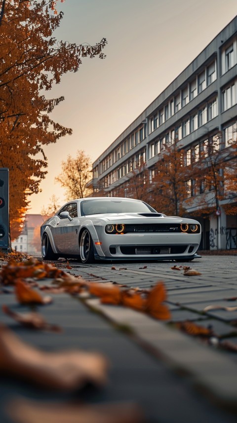 White Dodge Challenger Car Aesthetics (395)