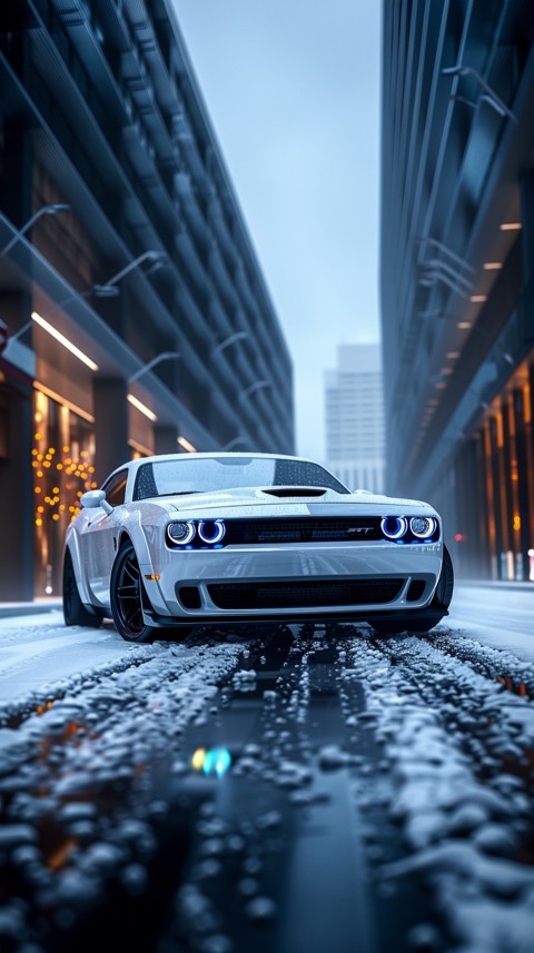 White Dodge Challenger Car Aesthetics (392)