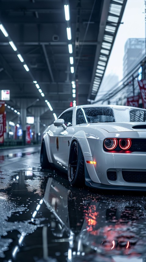 White Dodge Challenger Car Aesthetics (387)