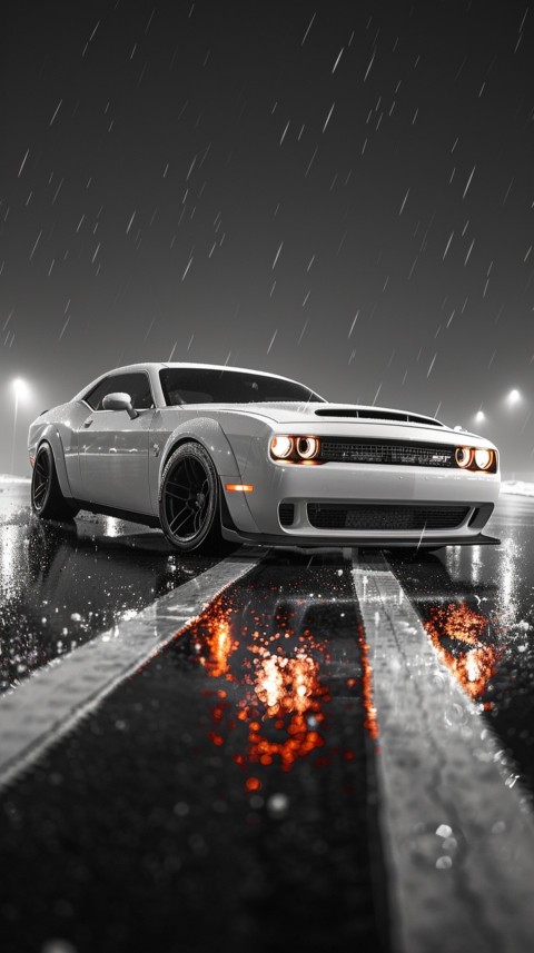 White Dodge Challenger Car Aesthetics (401)