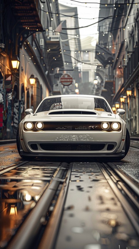 White Dodge Challenger Car Aesthetics (394)