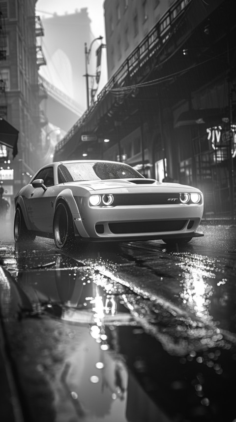 White Dodge Challenger Car Aesthetics (434)