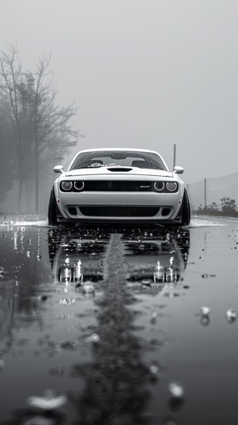 White Dodge Challenger Car Aesthetics (426)