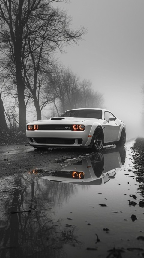 White Dodge Challenger Car Aesthetics (436)