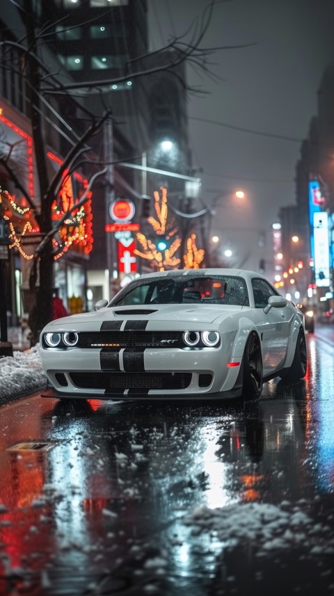 White Dodge Challenger Car Aesthetics (442)