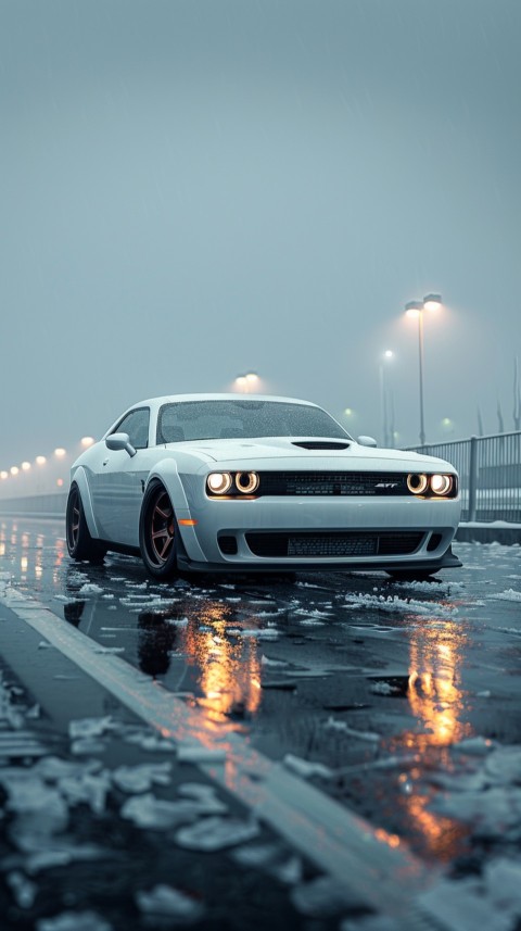 White Dodge Challenger Car Aesthetics (412)