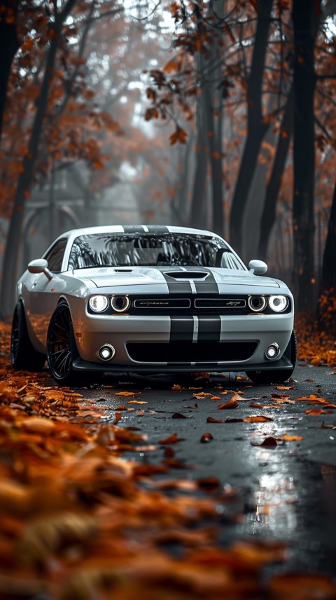 White Dodge Challenger Car Aesthetics (437)