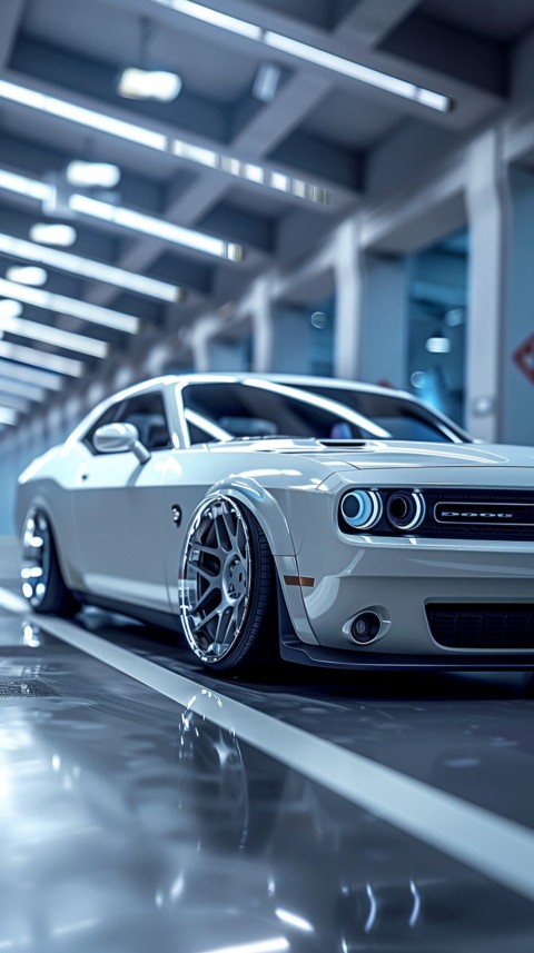 White Dodge Challenger Car Aesthetics (428)