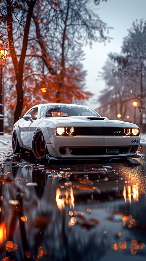 White Dodge Challenger Car Aesthetics (484)