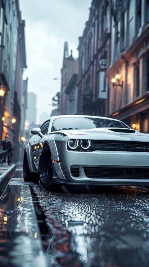 White Dodge Challenger Car Aesthetics (508)