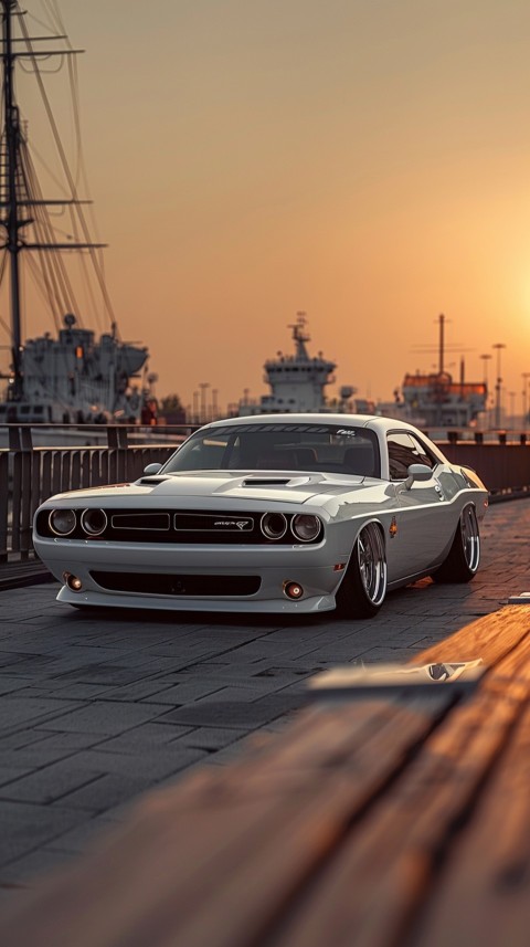 White Dodge Challenger Car Aesthetics (510)