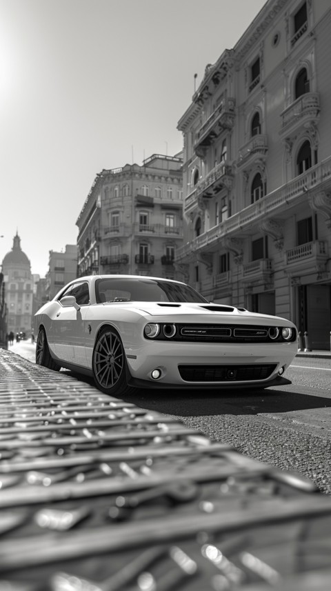 White Dodge Challenger Car Aesthetics (555)