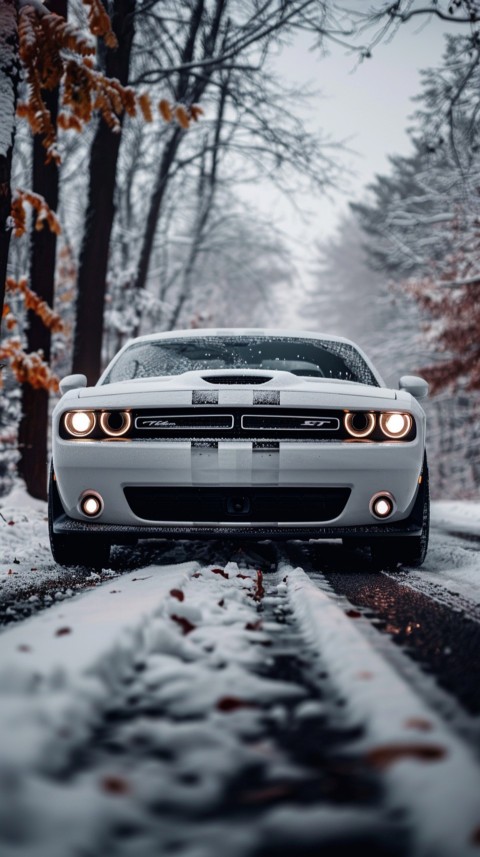 White Dodge Challenger Car Aesthetics (583)