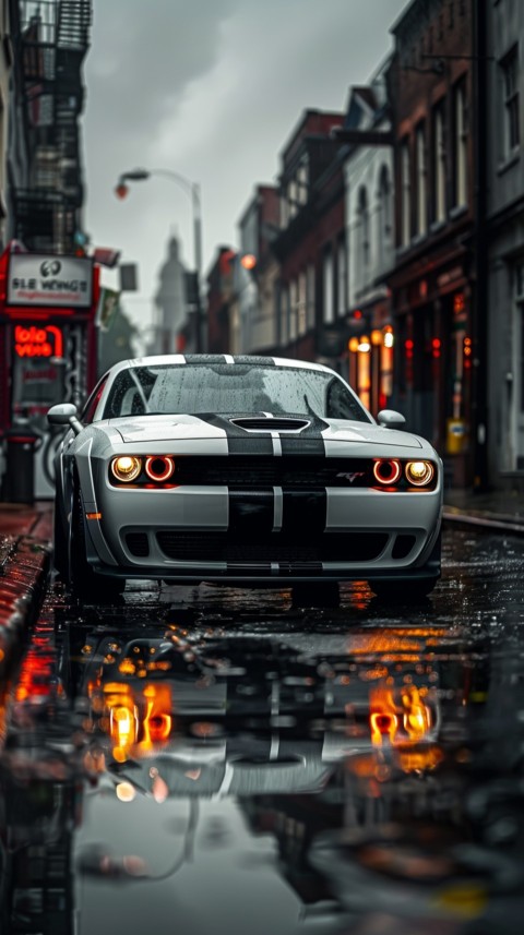 White Dodge Challenger Car Aesthetics (582)