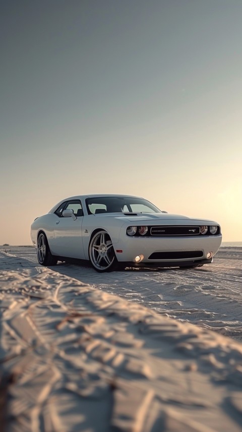 White Dodge Challenger Car Aesthetics (623)