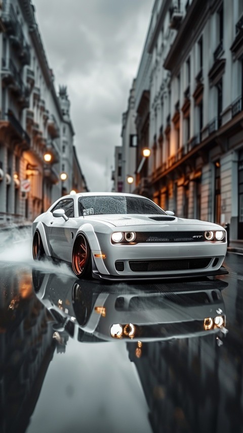 White Dodge Challenger Car Aesthetics (602)