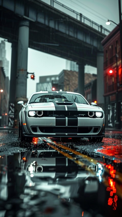 White Dodge Challenger Car Aesthetics (613)