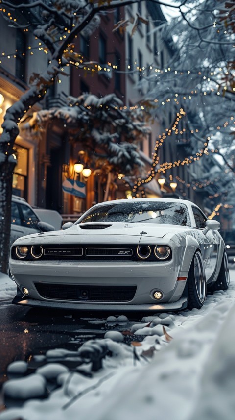 White Dodge Challenger Car Aesthetics (610)