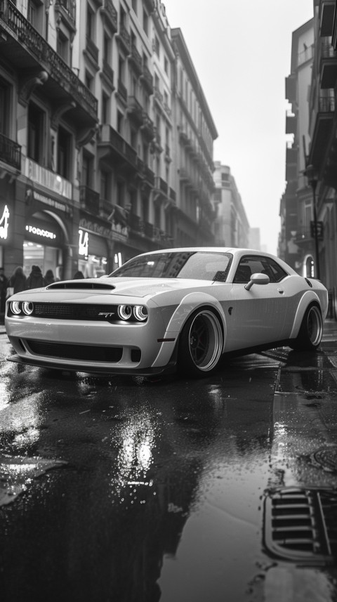 White Dodge Challenger Car Aesthetics (653)