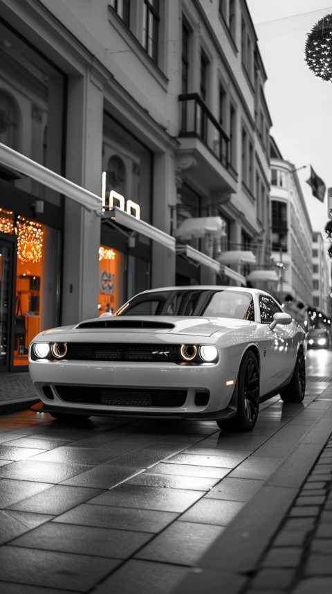 White Dodge Challenger Car Aesthetics (656)