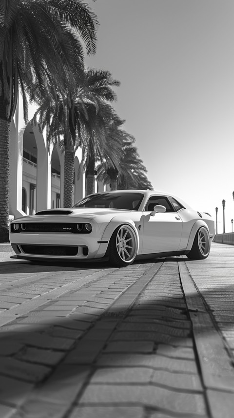 White Dodge Challenger Car Aesthetics (695)