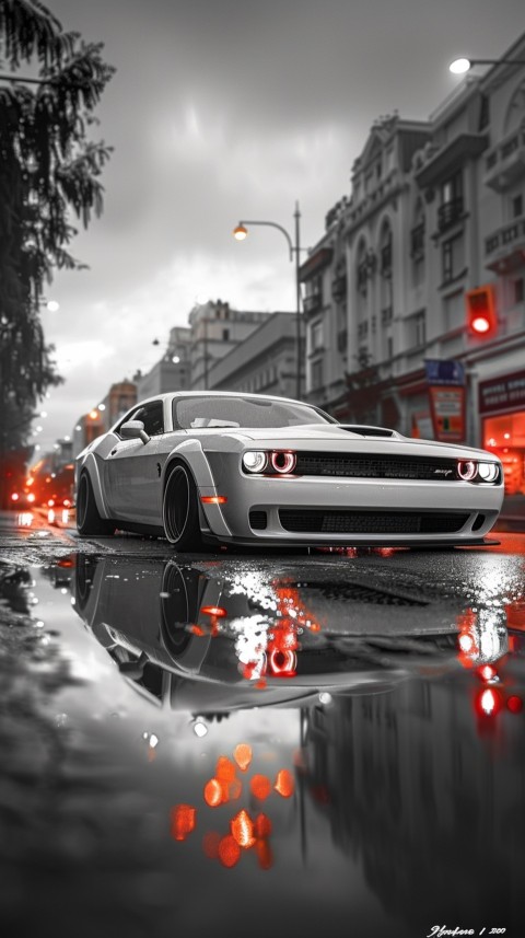 White Dodge Challenger Car Aesthetics (681)