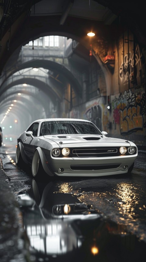 White Dodge Challenger Car Aesthetics (690)