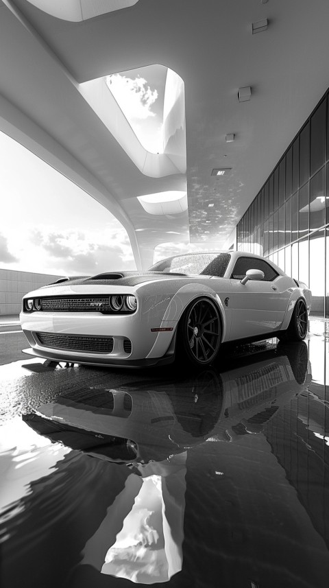 White Dodge Challenger Car Aesthetics (723)