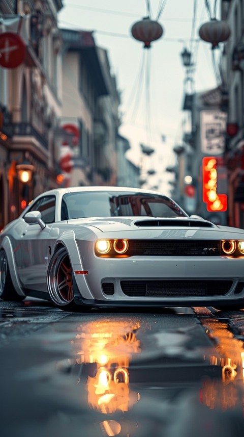 White Dodge Challenger Car Aesthetics (704)