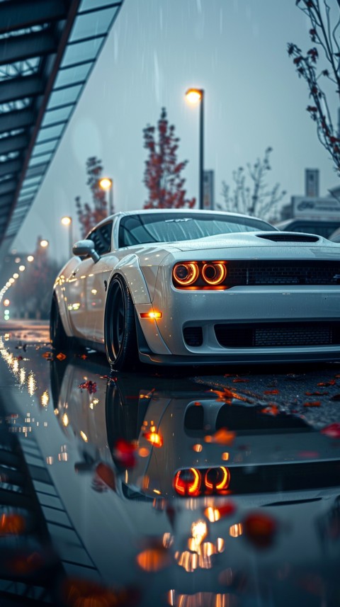 White Dodge Challenger Car Aesthetics (709)