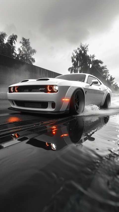 White Dodge Challenger Car Aesthetics (765)