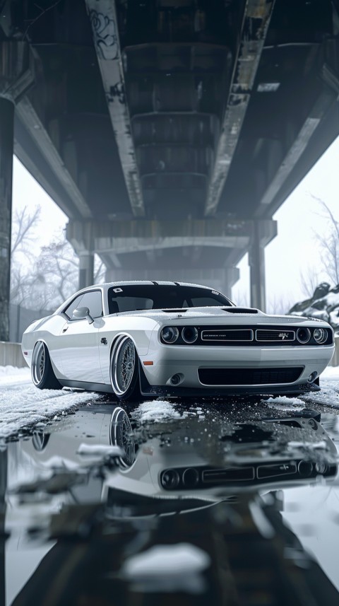 White Dodge Challenger Car Aesthetics (949)