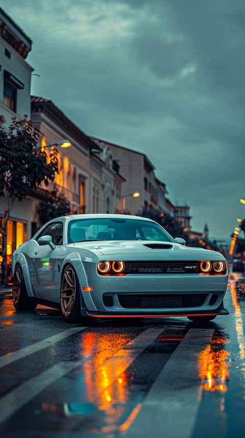 White Dodge Challenger Car Aesthetics (947)