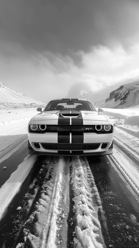 White Dodge Challenger Car Aesthetics (1027)