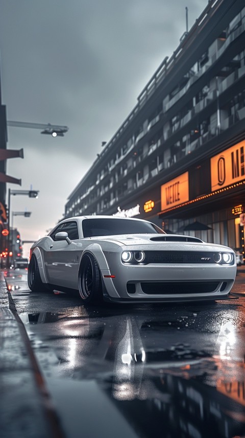 White Dodge Challenger Car Aesthetics (1012)