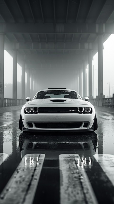 White Dodge Challenger Car Aesthetics (1056)