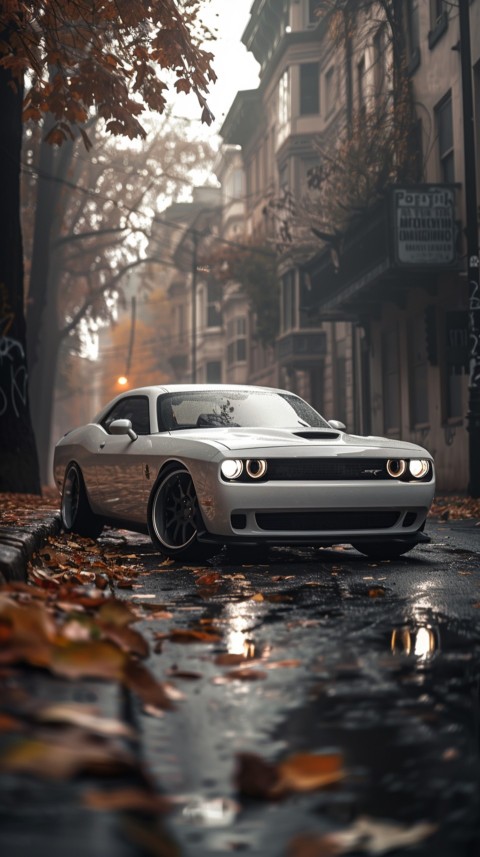 White Dodge Challenger Car Aesthetics (1033)