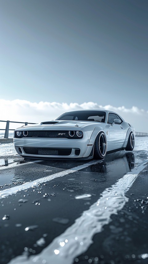 White Dodge Challenger Car Aesthetics (1031)