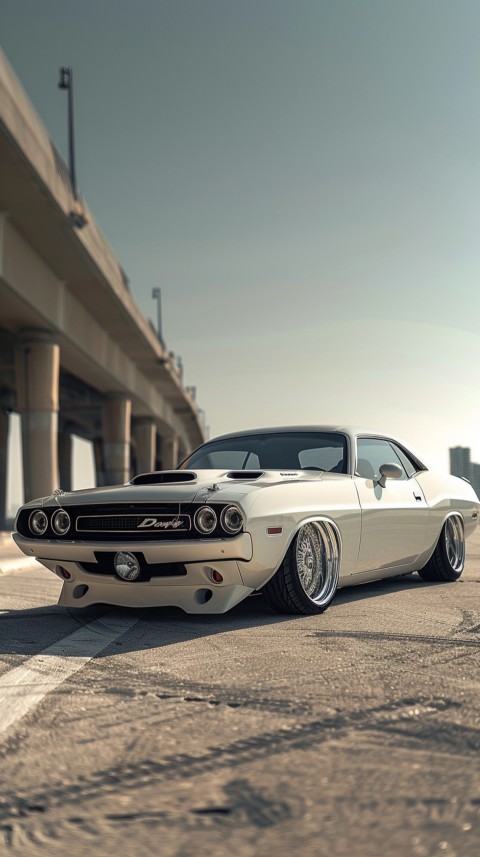 White Dodge Challenger Car Aesthetics (1046)