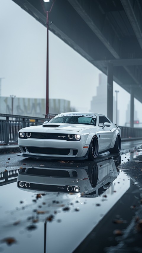 White Dodge Challenger Car Aesthetics (1103)