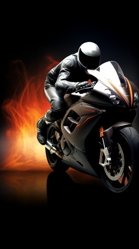 Man on Motorcycle Riding Down a Road  Biker Aesthetic Wallpaper (5)